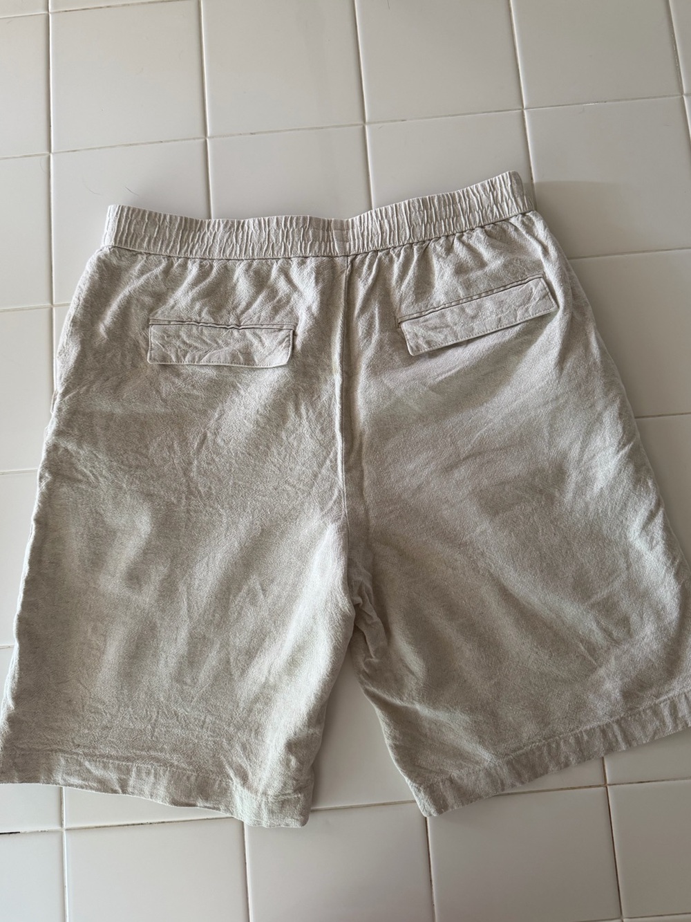 Zara Men’s Linen Blend Shorts | Size M | Natural Beige | Drawstring - Picture 2 of 5